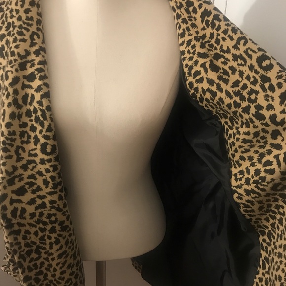 Leopard Animal Print Shawl Collar Jacket Size 16 - Picture 3 of 5